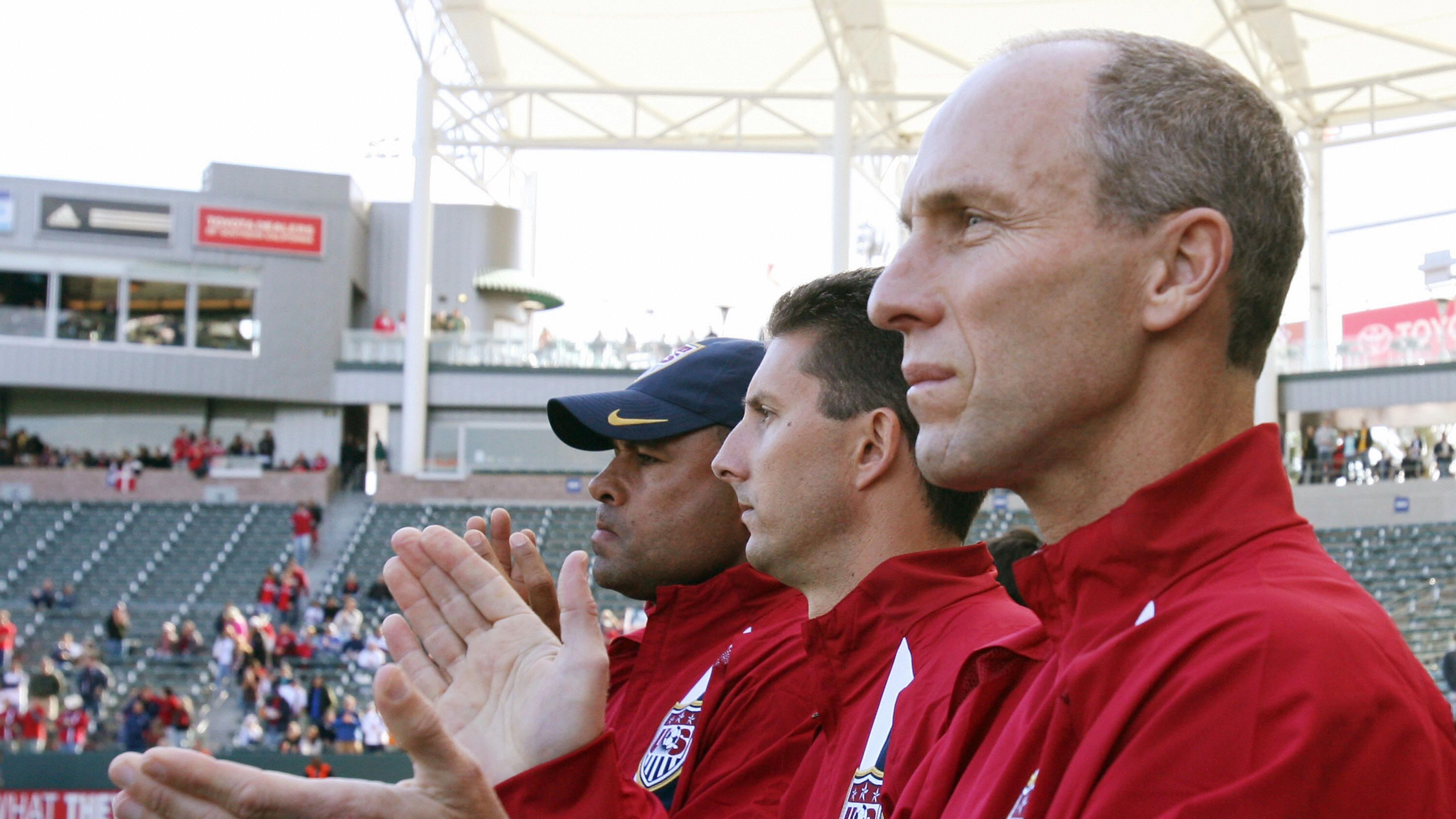 US new coach Bob Bradley looks on during