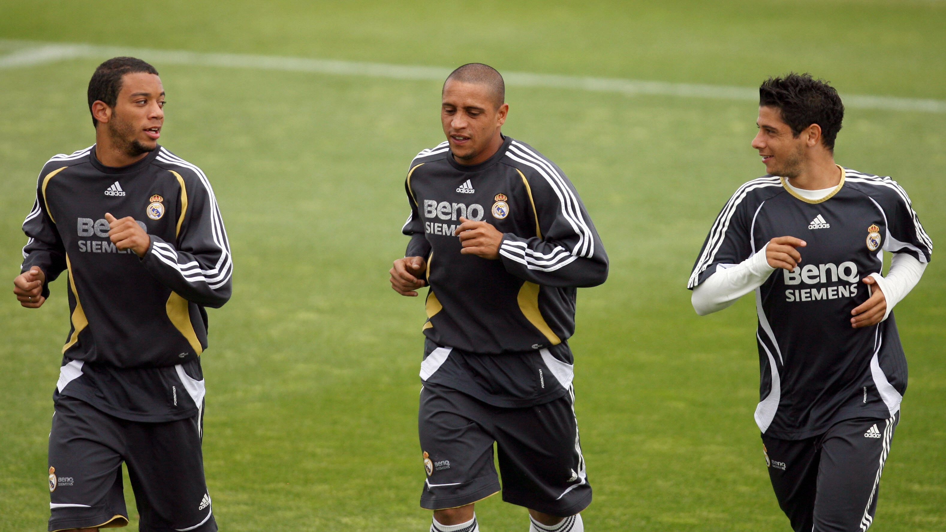 Brazilian defender Marcelo Vieira (L), R