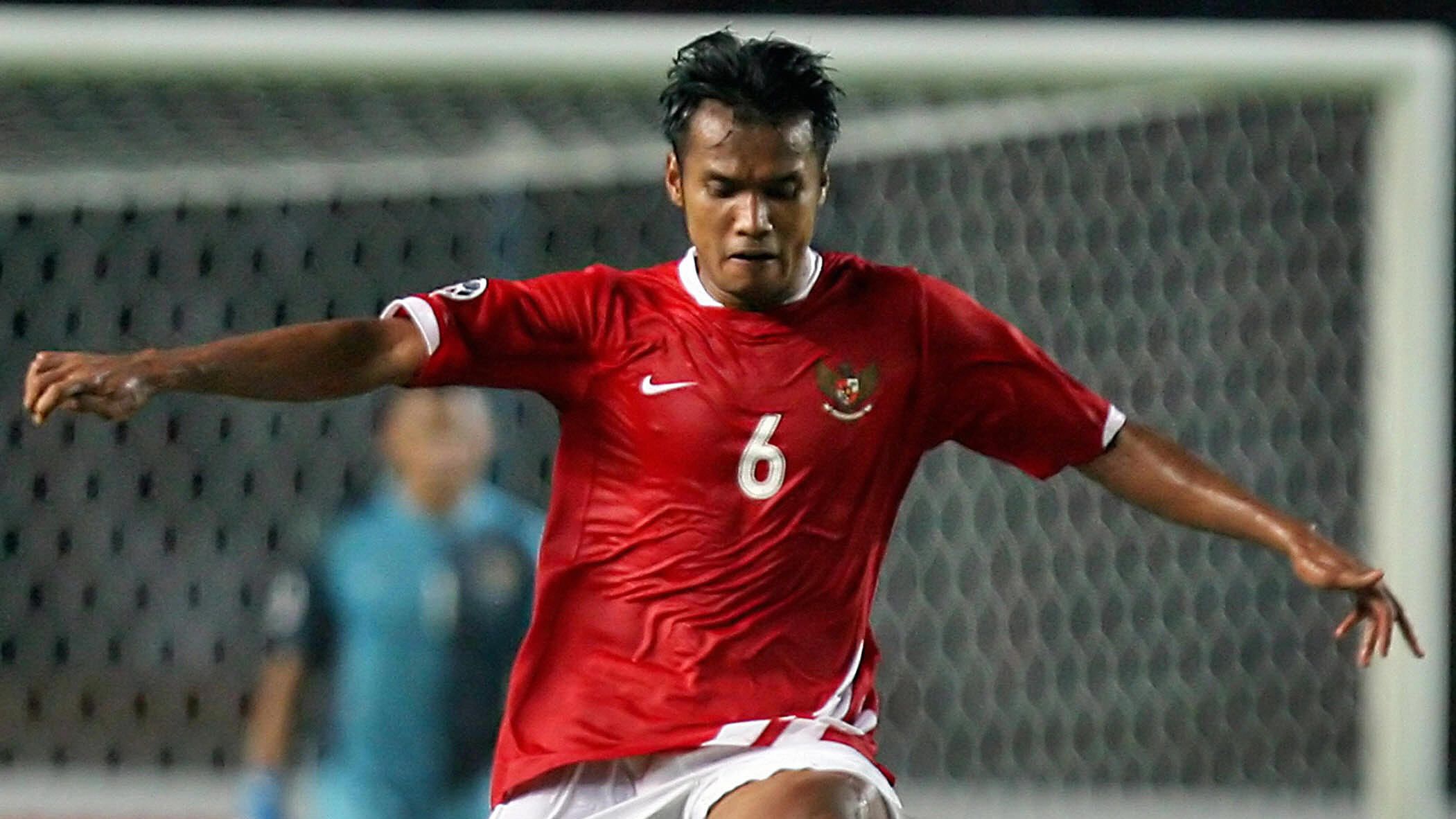 Indonesian Charis Yulianto jumps as he i...