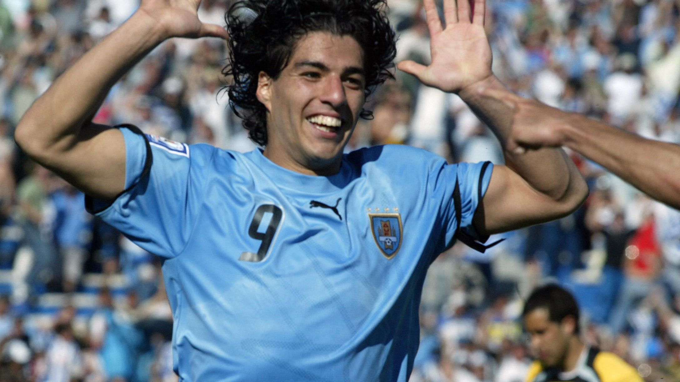 Uruguayan Luis Suarez celebrates after s