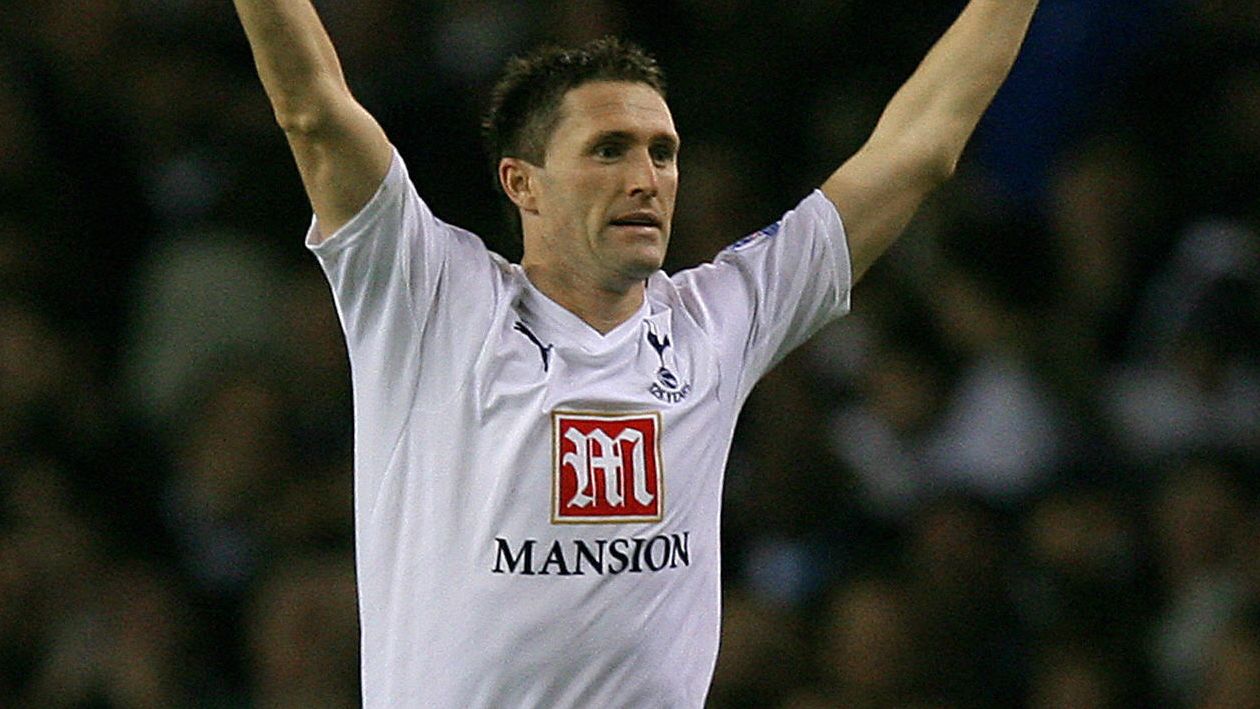 Tottenham's Robbie Keane celebrates afte
