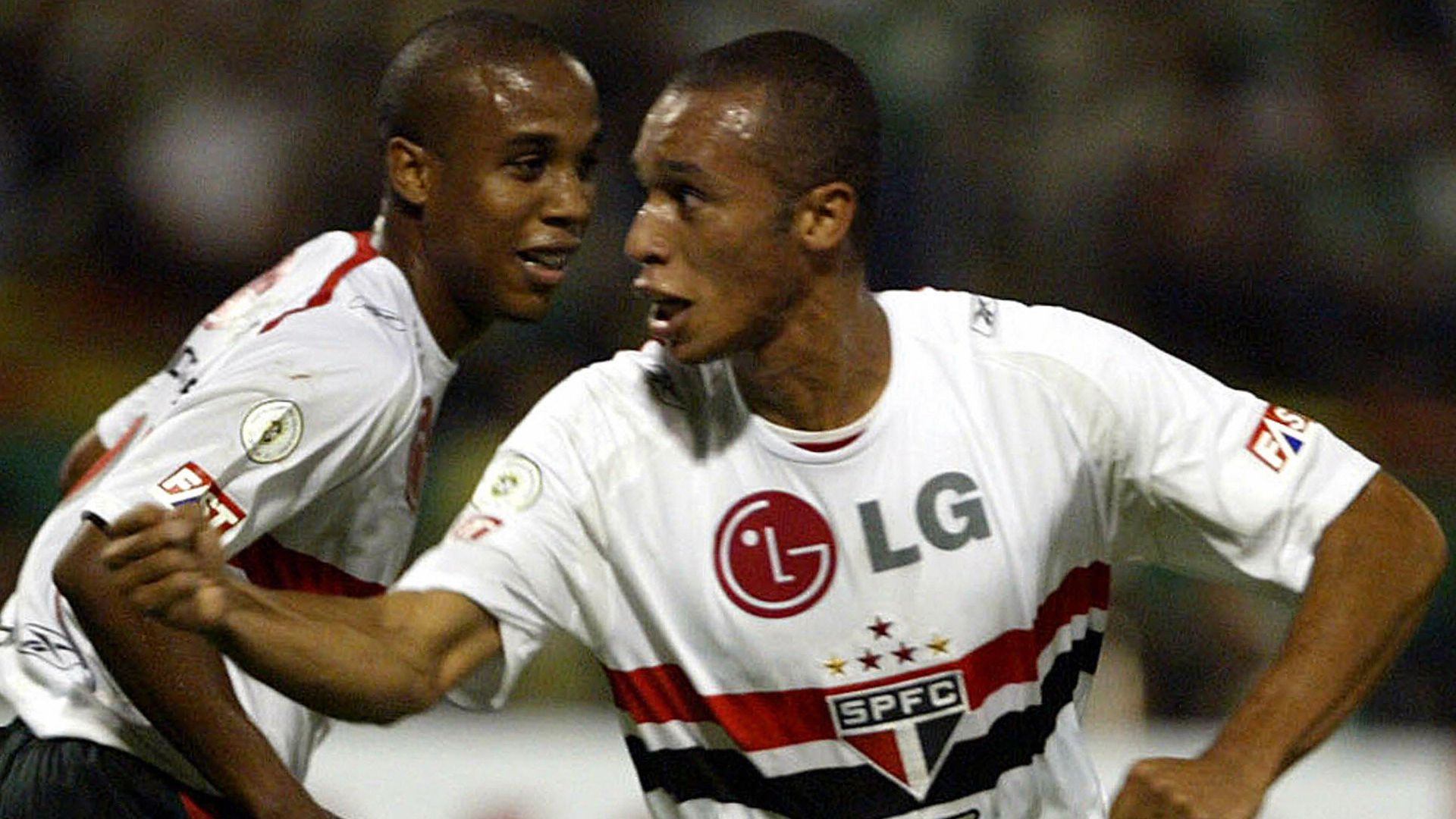 Miranda (R) of Brazil's Sao Paulo celebr