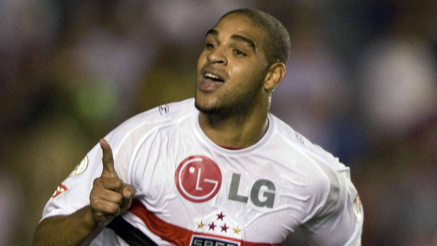Adriano of Brazil's Sao Paulo celebrates
