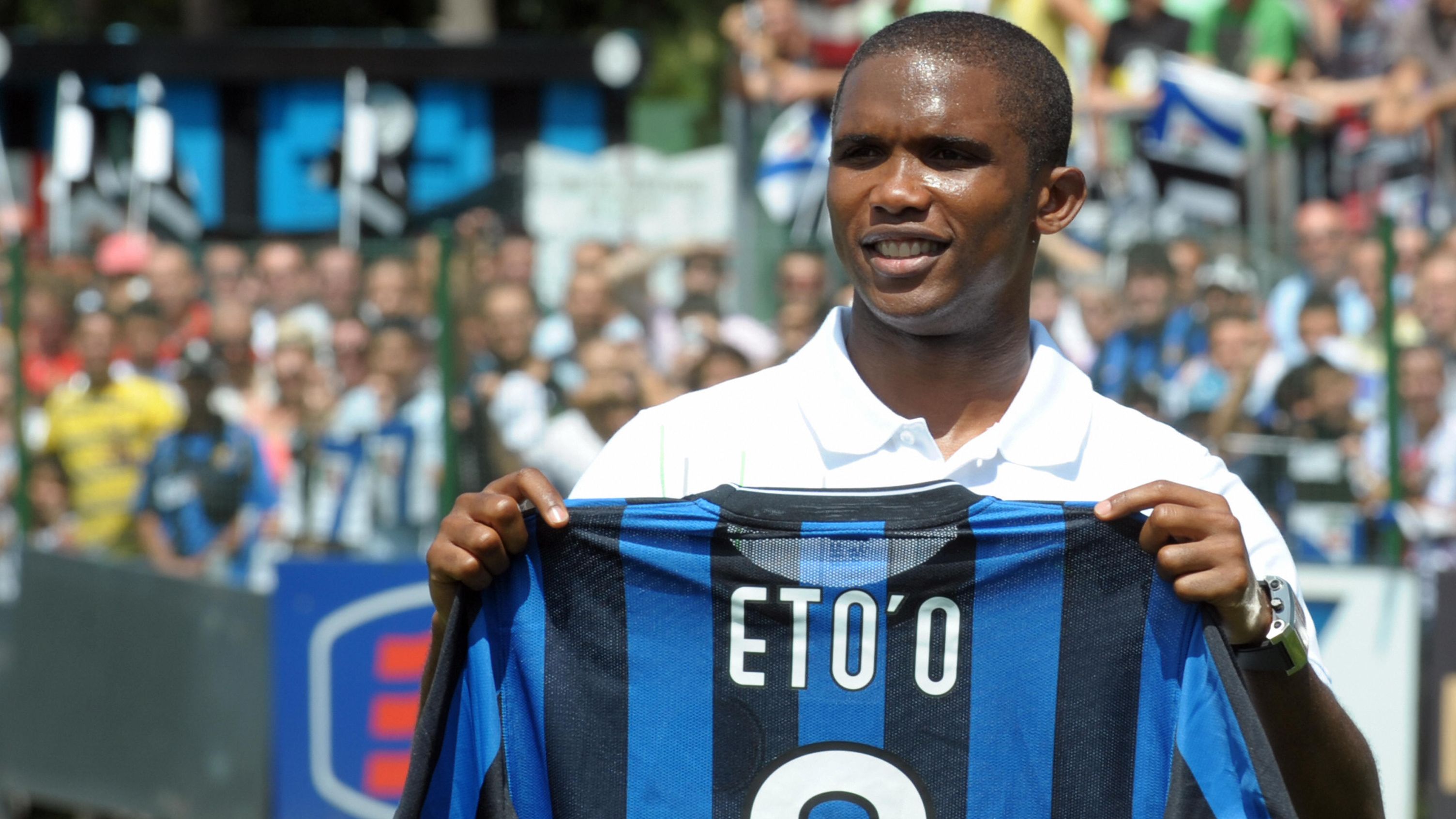 Cameroon striker Samuel Eto'o poses with