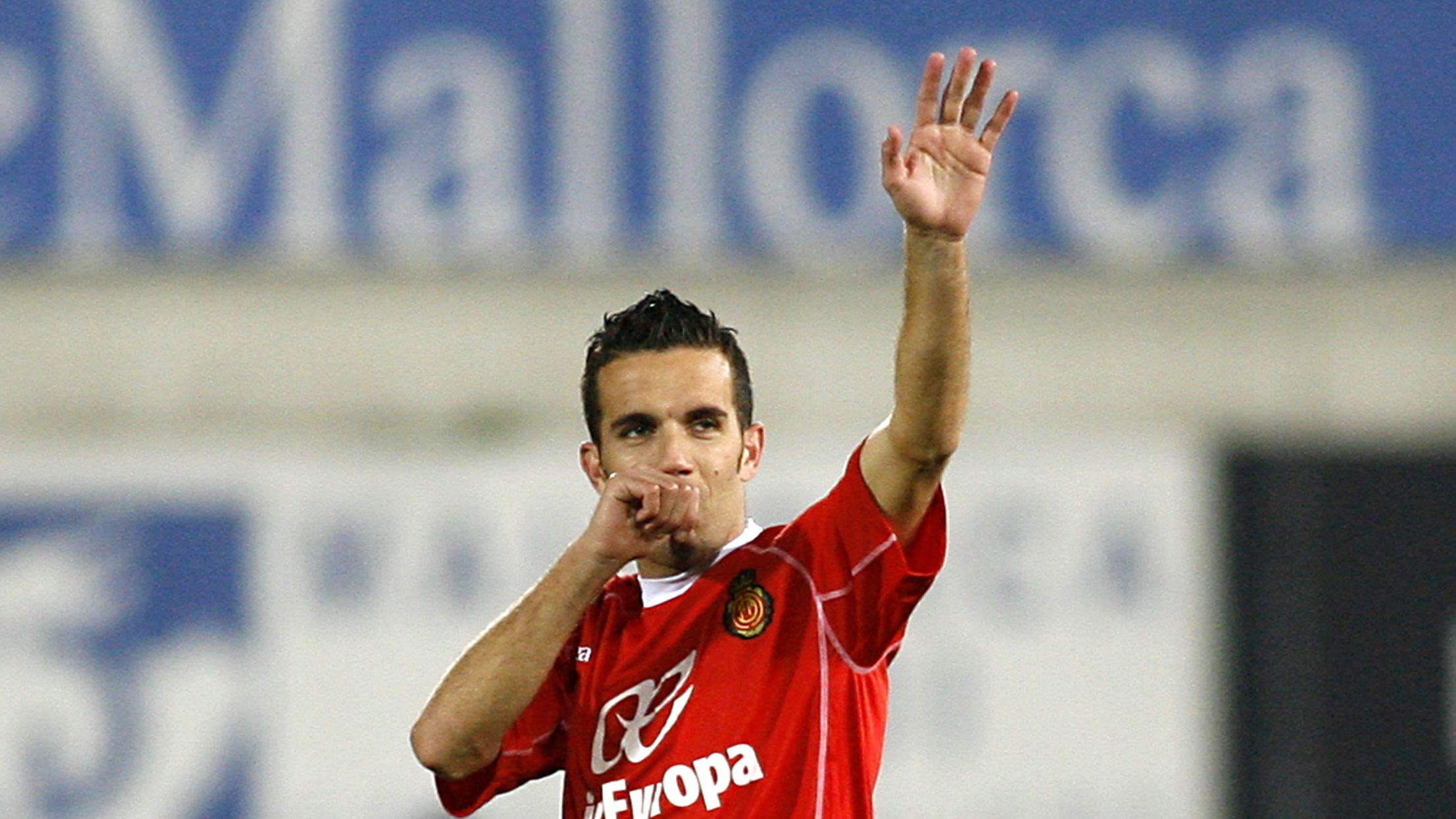 Mallorca's Julio Alvarez celebrates afte