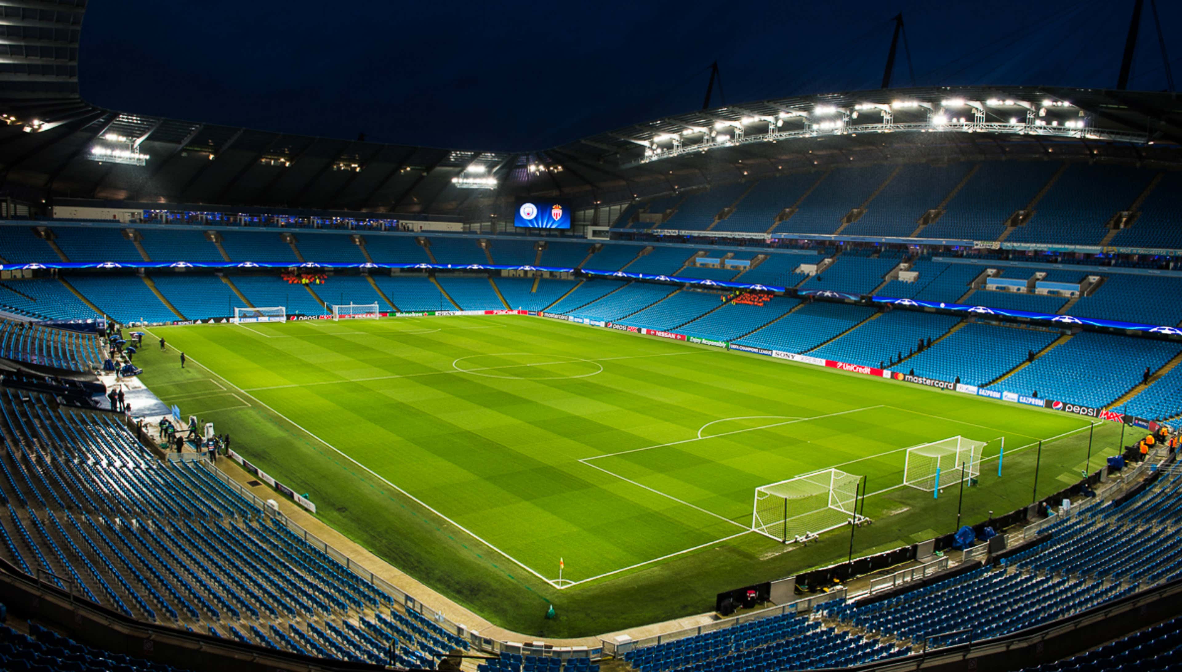 The Etihad Stadium shortly before the Champions League thriller between Manchester City and Monaco