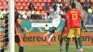 Cheikhou Kouyate of Senegal headers a cross ball during the 2021 Africa Cup of Nations.