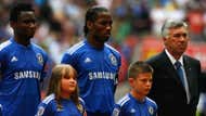 John Obi Mikel, Didier Drogba, Carlo Ancelotti of Chelsea