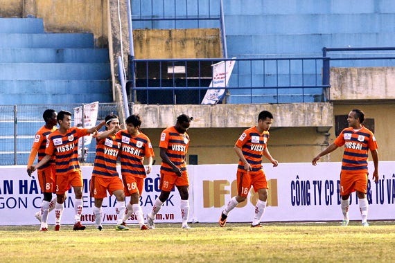 Ninh Binh celebrates goal
