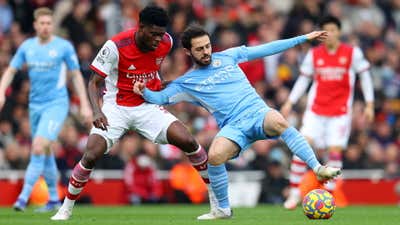 Thomas Partey, Bernardo Silva, Arsenal vs Manchester City 2021-22