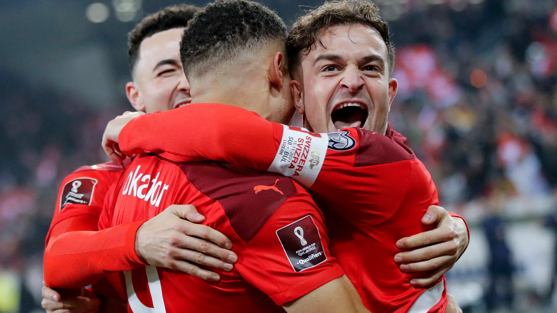 Switzerland celebrating Bulgaria World Cup