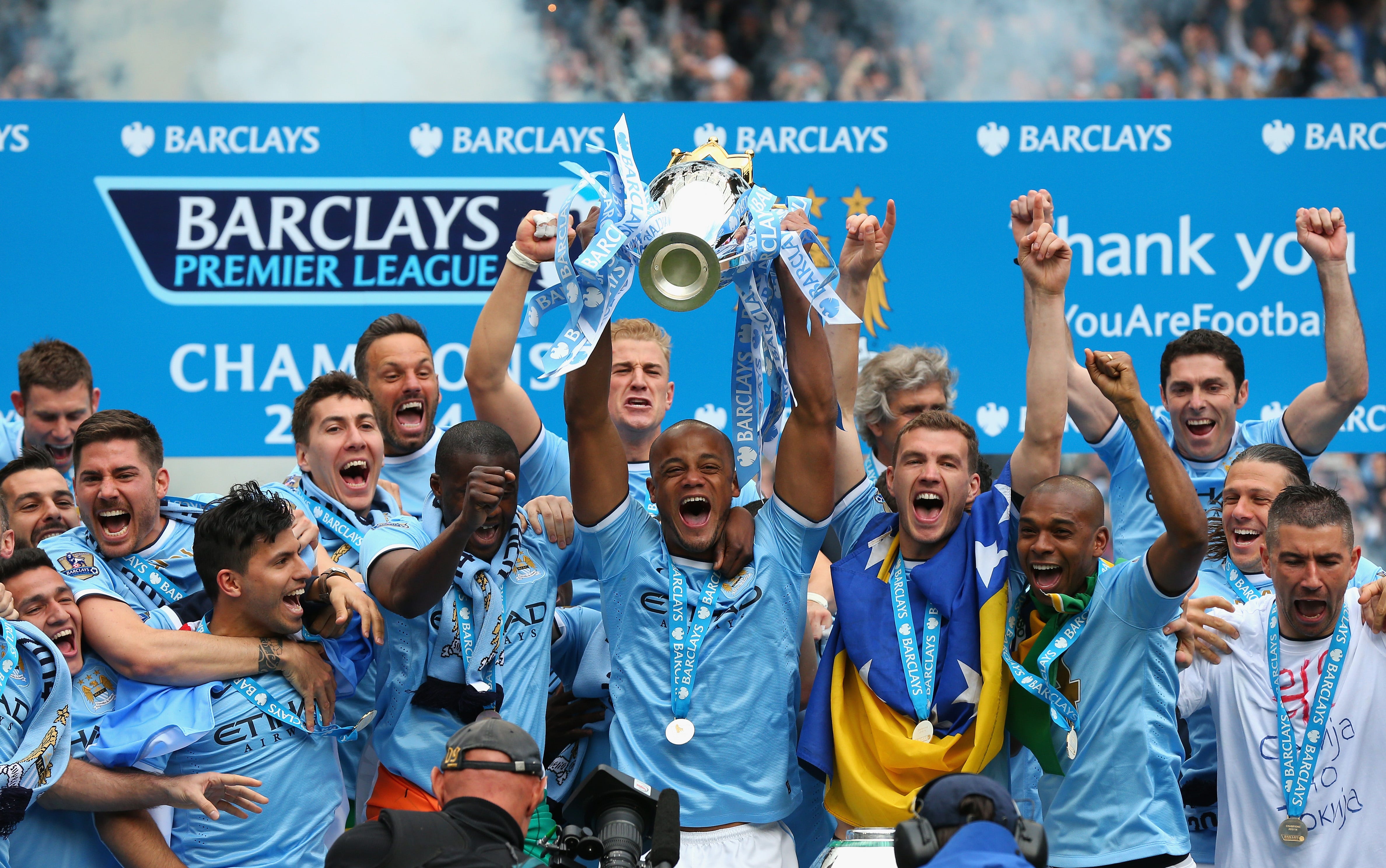 Manchester City Premier League trophy 2013-14