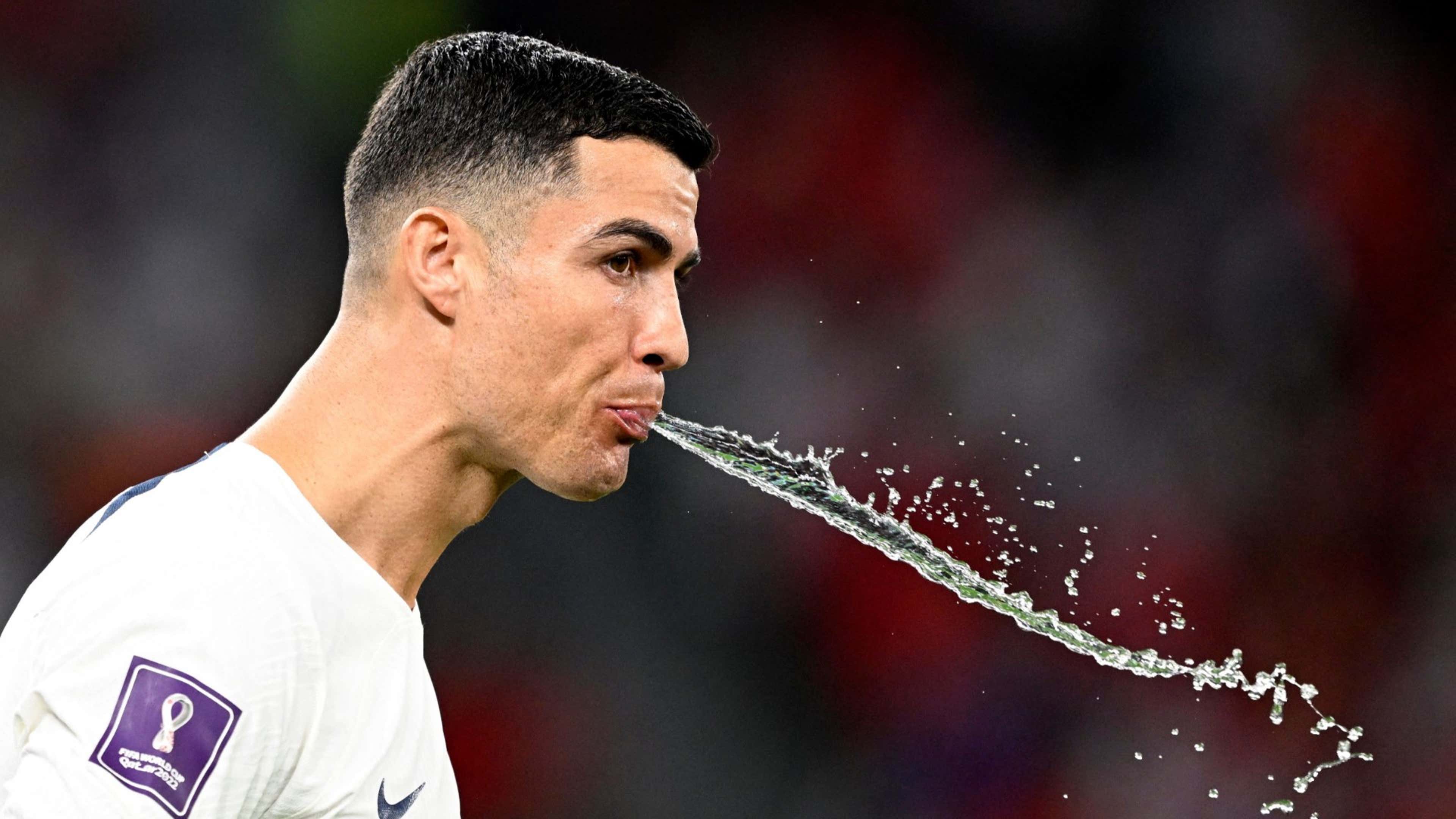 Cristiano Ronaldo spitting water