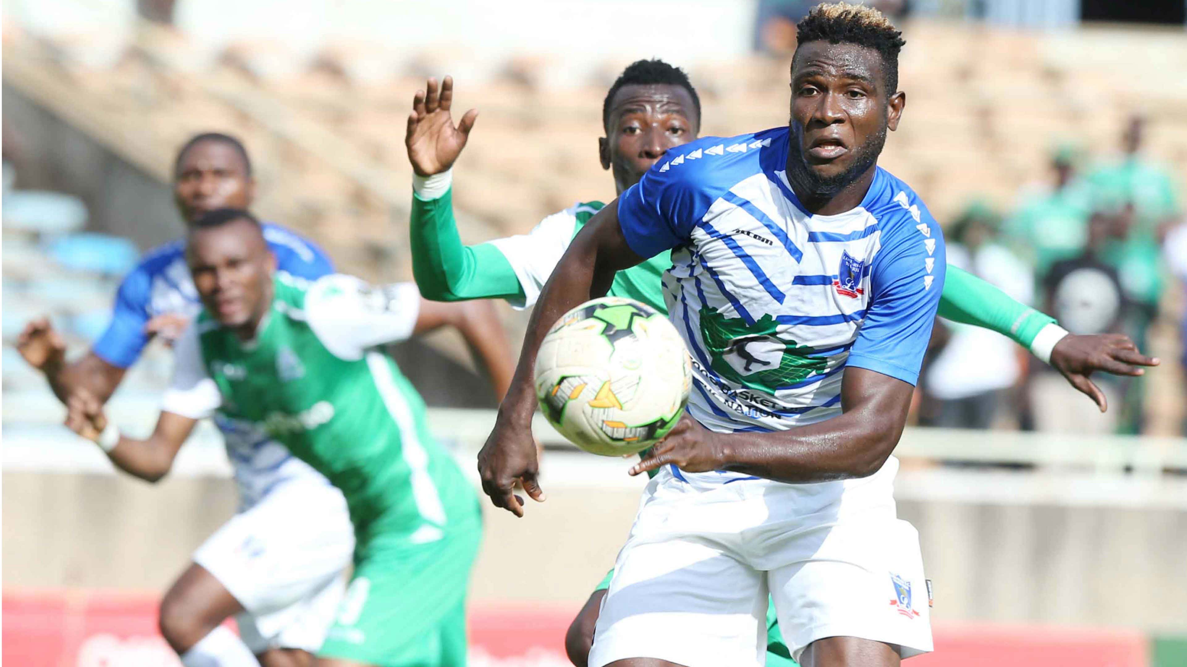 Gor Mahia strikers Jacques Tuyisenge and Francis Mustafa v Lobi Stars of Nigeria.
