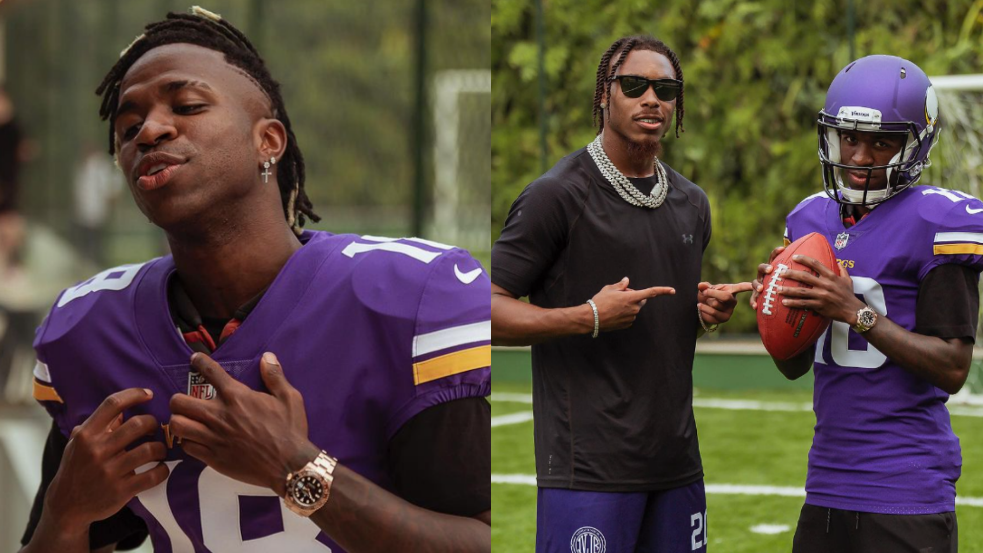 Vinicius Junior x Justin Jefferson! Real Madrid star tries out American football with Minnesota Vikings wide receiver in Rio de Janeiro | Goal.com