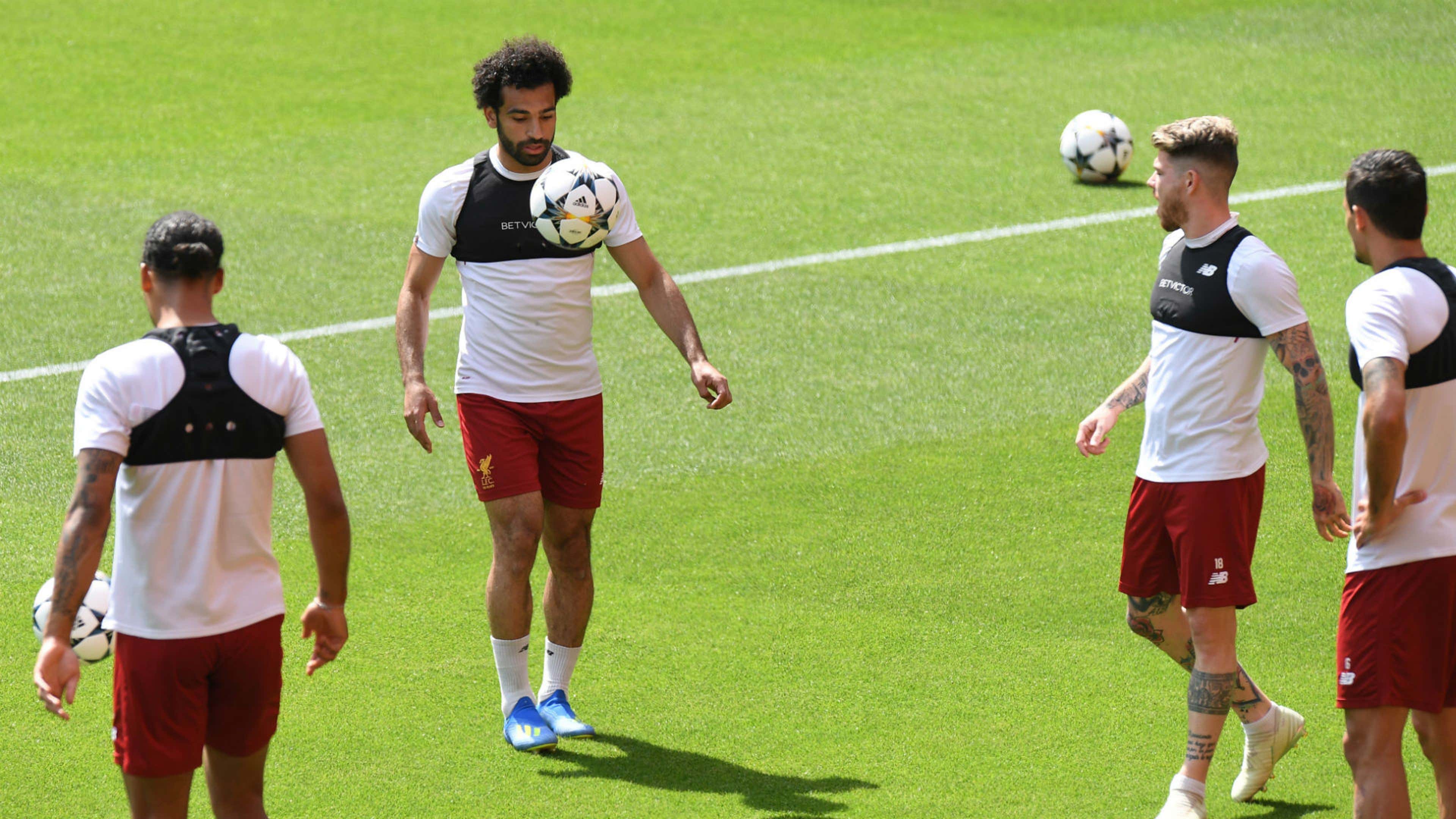 Mohamed Salah and co train at Anfield