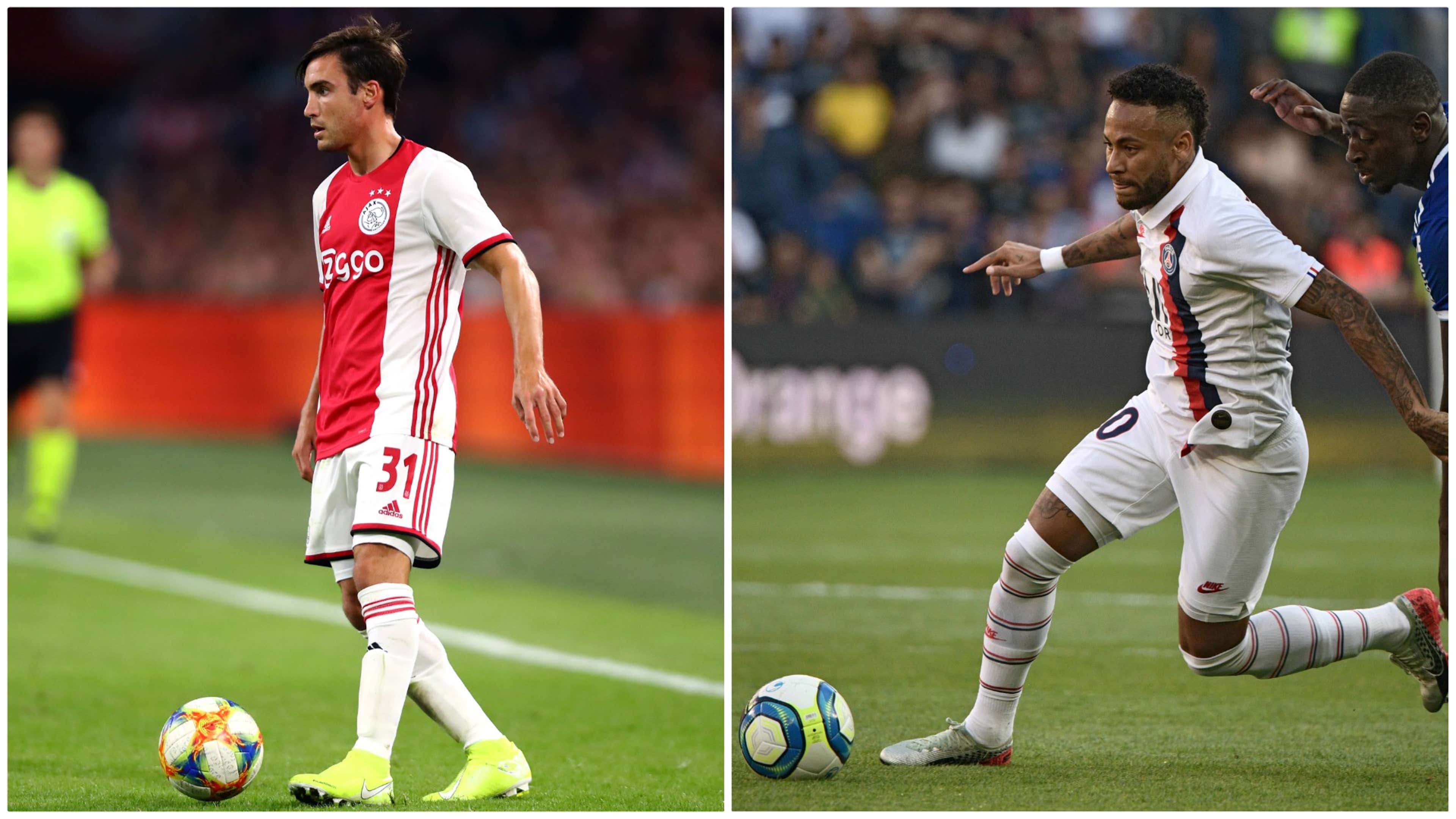 Nicolas Tagliafico (Ajax Amsterdam) et Neymar (PSG)
