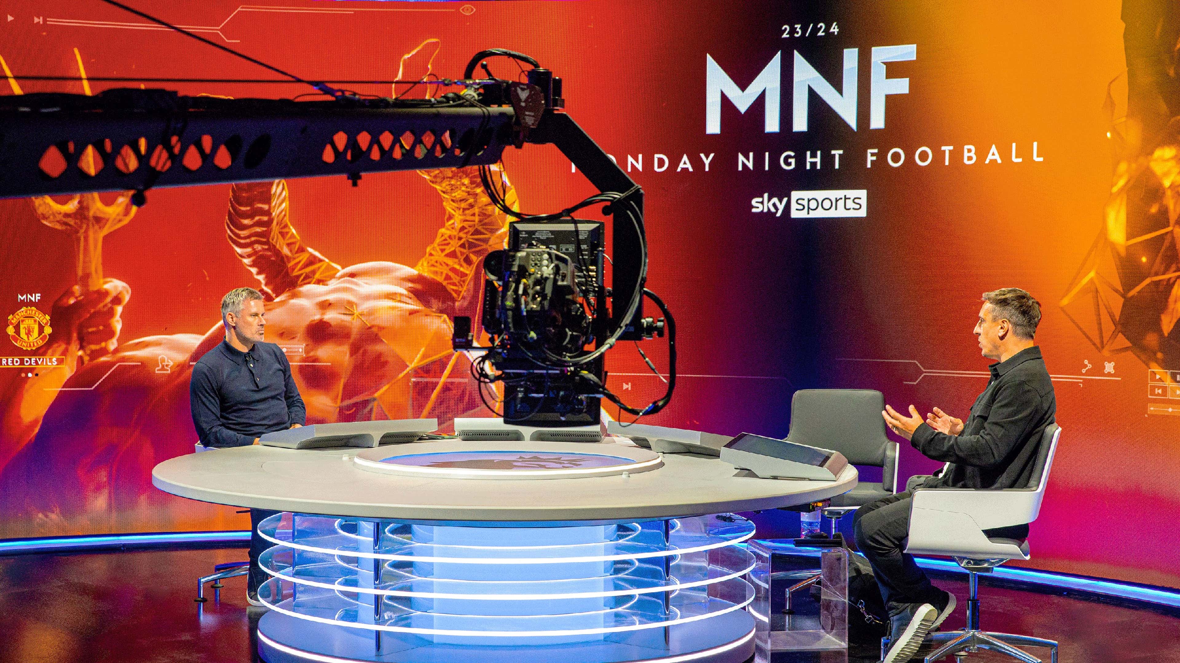 Inside Sky Sports' stunning new state-of-the-art studio featuring  incredible LED floor as Gary Neville and Jamie Carragher prepare for its  debut on Man Utd vs Wolves Monday Night Football
