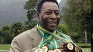 Pele with his medals.
