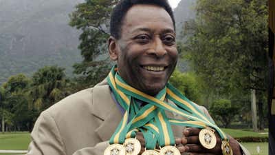 Pele with his medals.