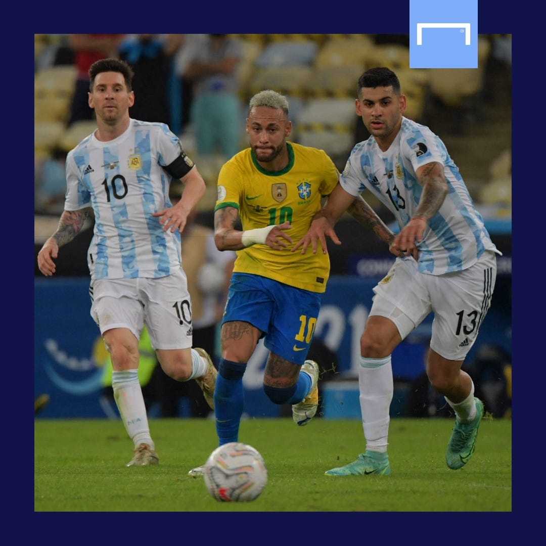 Cristian Romero Neymar Lionel Messi Argentina Brazil Copa America GFX