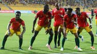 Mamadouba Bangoura of Guinea celebrates goal vs Cameroon.