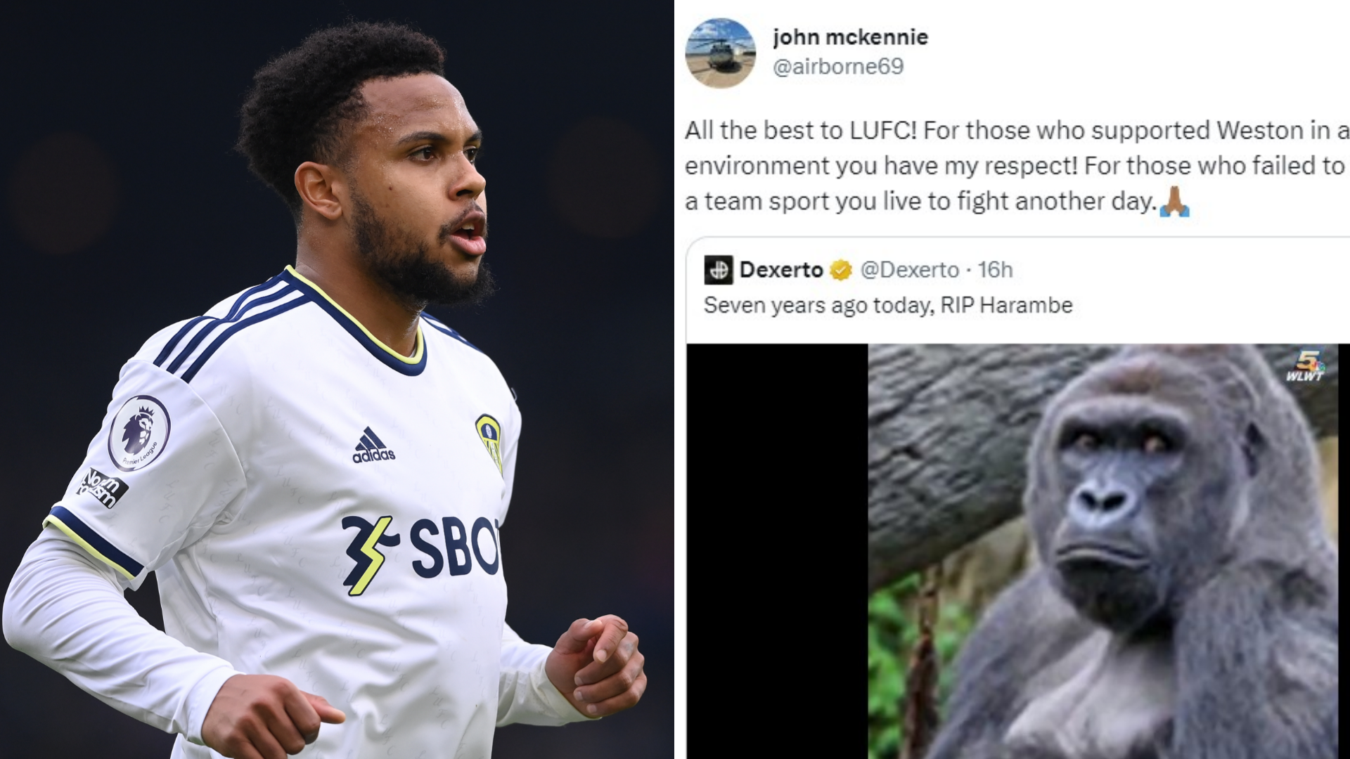 Weston McKennie's dad quote tweets RIP Harambe video in bizarre farewell to Leeds as USMNT star's underwhelming loan spell comes to an end