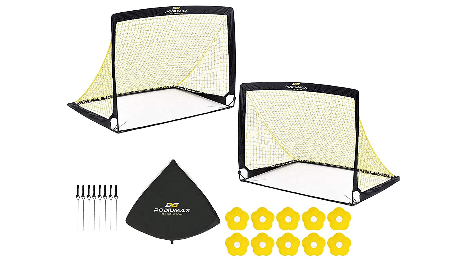 Mitre Kids 2-in-1 Goal and Rebounder Training Aid One Size Black/Yellow