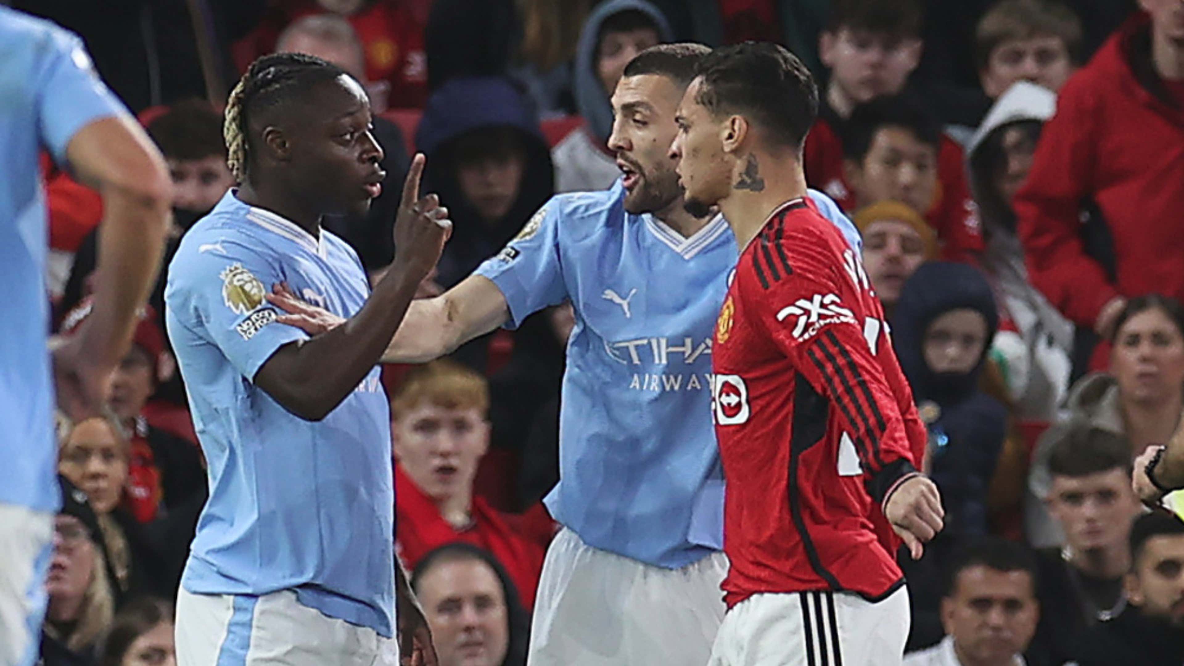 Stay calm' - Man Utd's Antony savagely trolled by City's Jeremy Doku after  heated Manchester derby clash | Goal.com