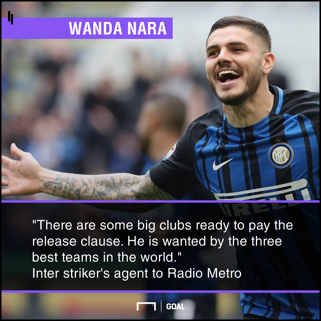 Mauro Icardi transfer news: Inter striker's agent, Wanda Nara, reveals 'big  clubs' willing to trigger €110m release clause