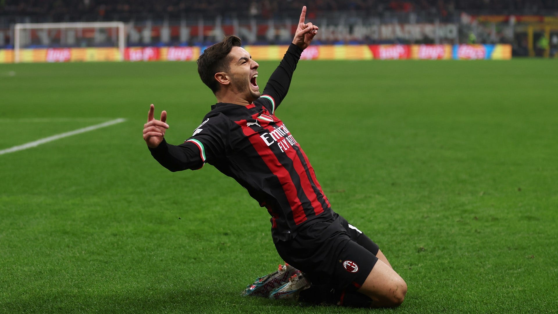 Brahim Diaz celebrating a goal for AC Milan Champions League 2022-23 