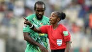 Referee Salima Rhadia Mukansanga of Rwanda gestures during the Africa Cup of Nations.