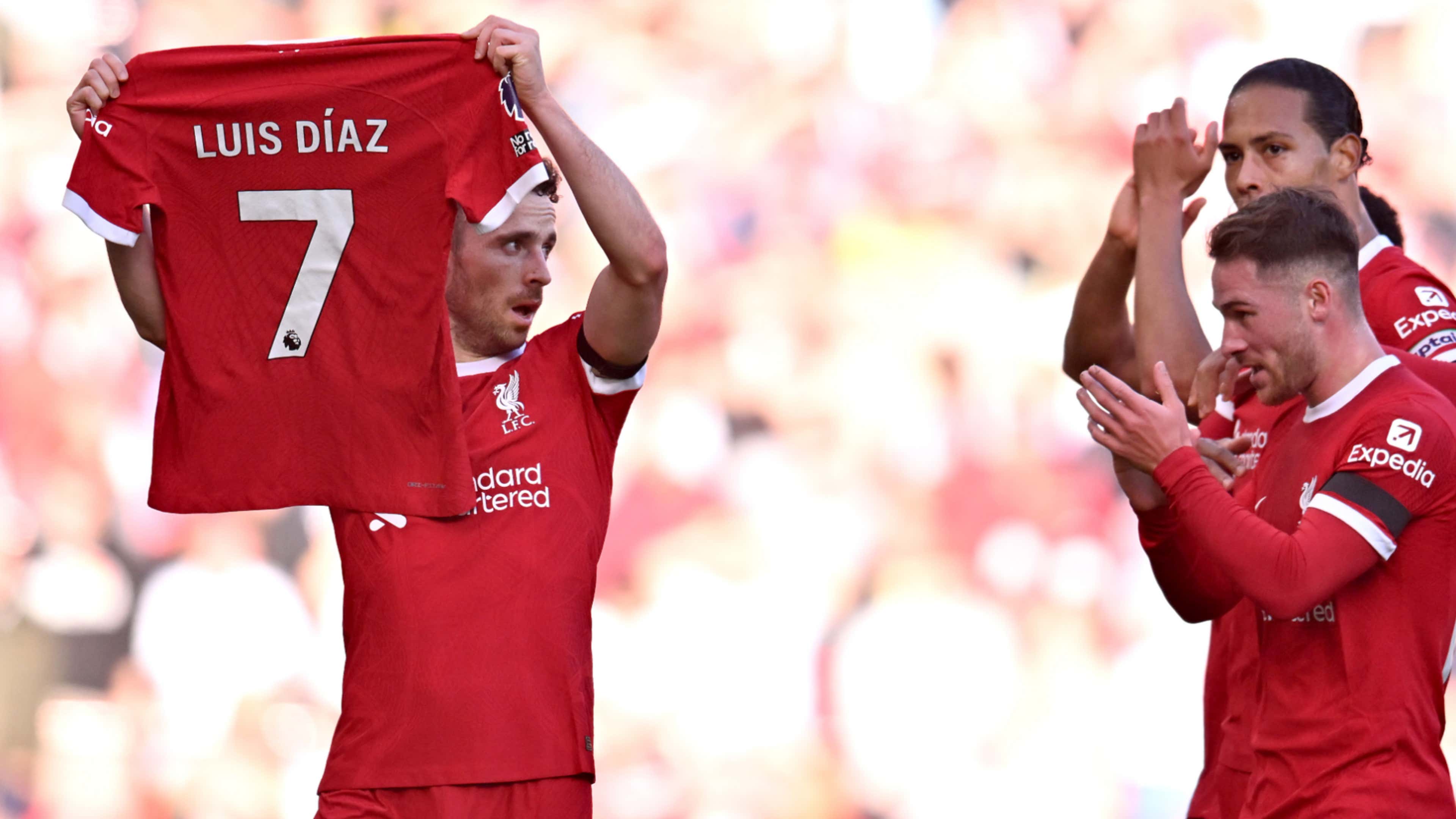 Liverpool star Diogo Jota talks about Luis Diaz and celebrating with his shirt in win against Nottingham.