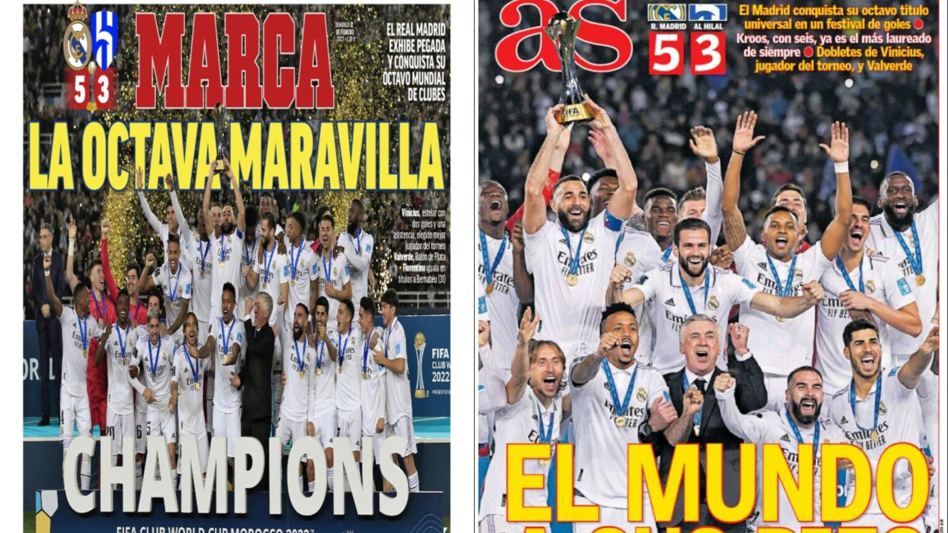 Las portadas de la prensa deportiva hoy 12 de febrero 2023: El Real Madrid,  rey del mundo del fútbol  Chile