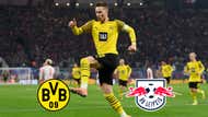 Marco Reus vom BVB Borussia Dortmund jubelt im Sprung nach seinem Tor gegen RB Leipzig Bundesliga 2021 2022