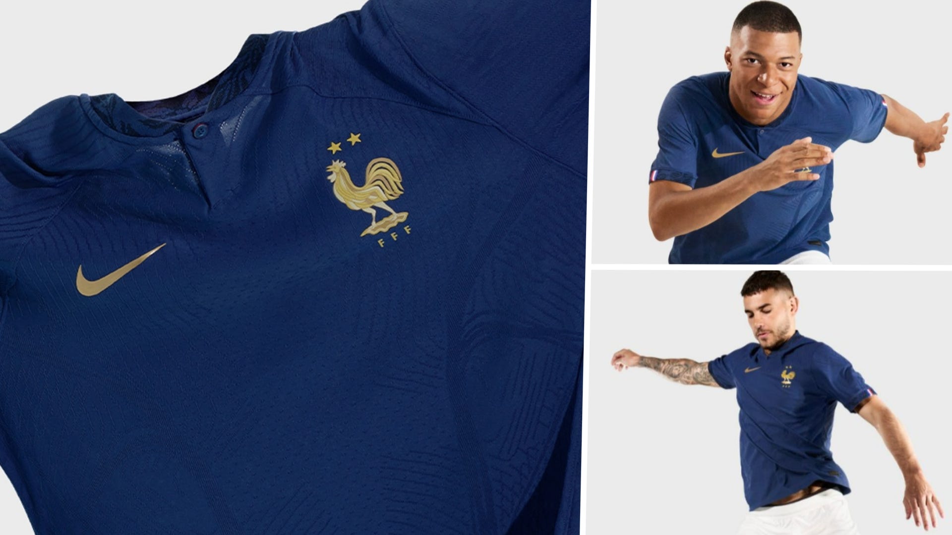 Kylian Mbappe France 2022 World Cup Qatar Match Slim Fit Blue Home Soccer Jersey