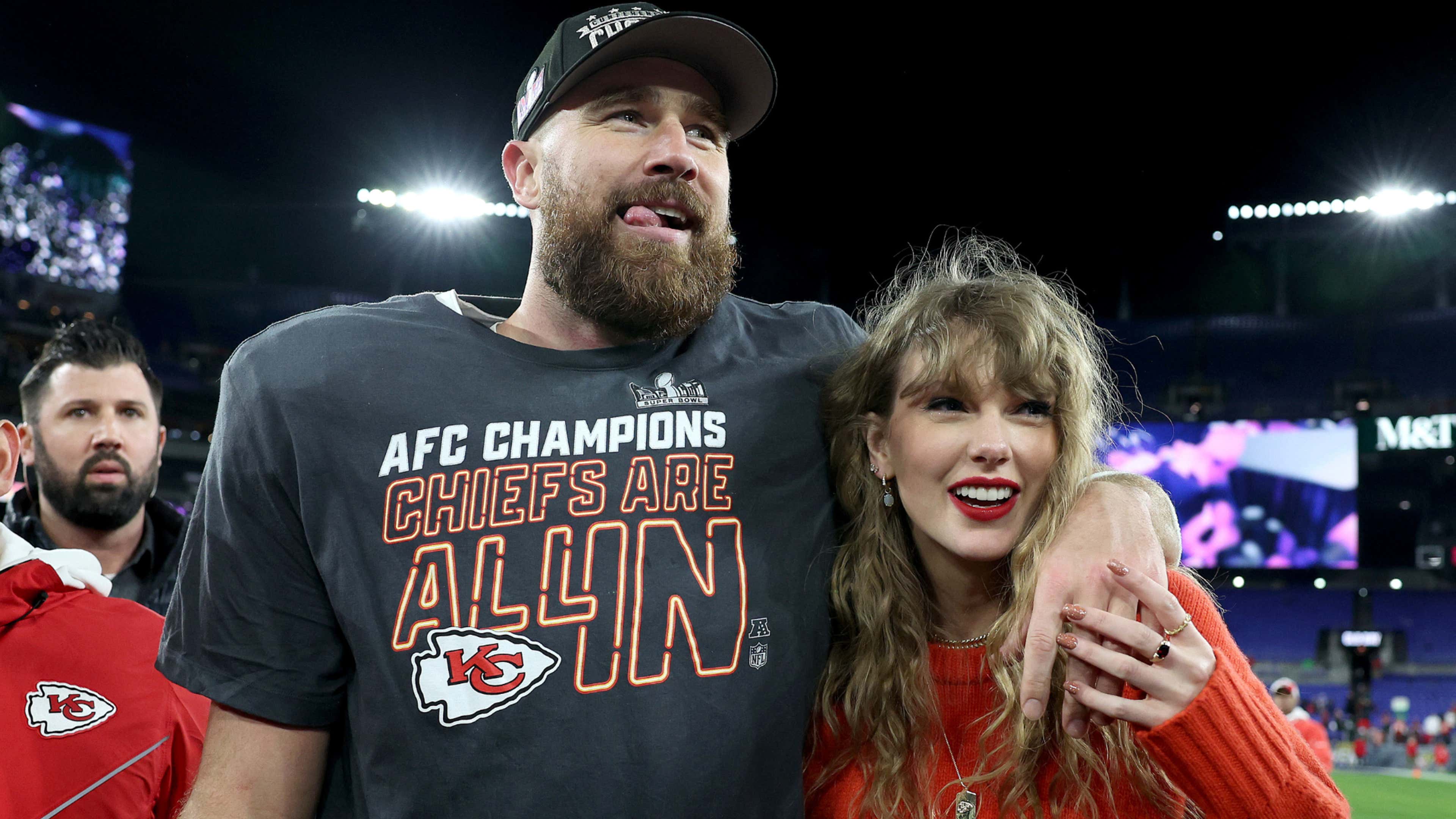 Taylor Swift and Travis Kelce AFC Championship