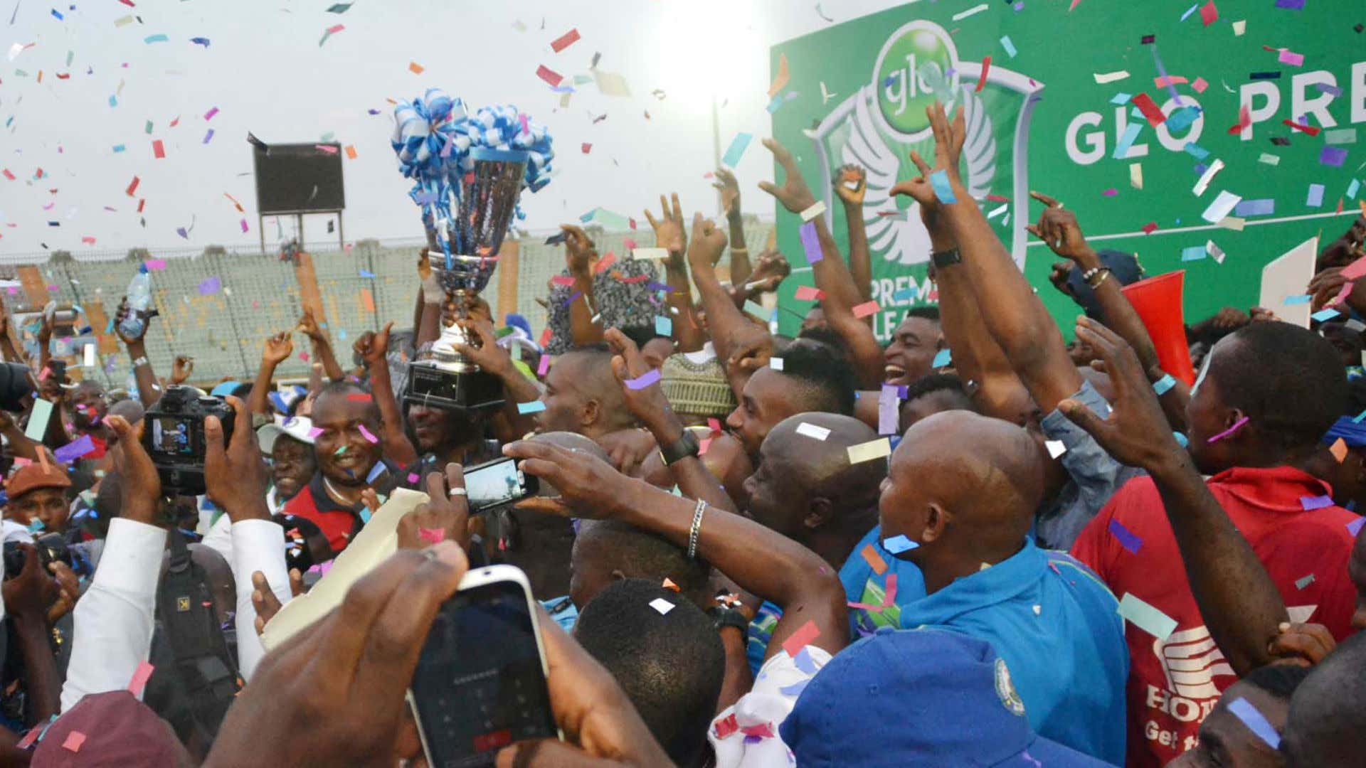 Enyimba celebrate winning the Nigeria Professional Footall League title