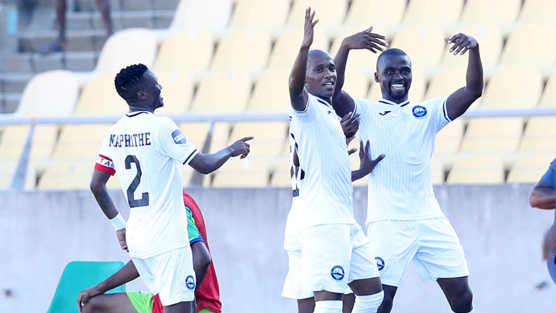 Tshepo Mabua of Richards Bay celebrates a goal with his teammates, January 2023