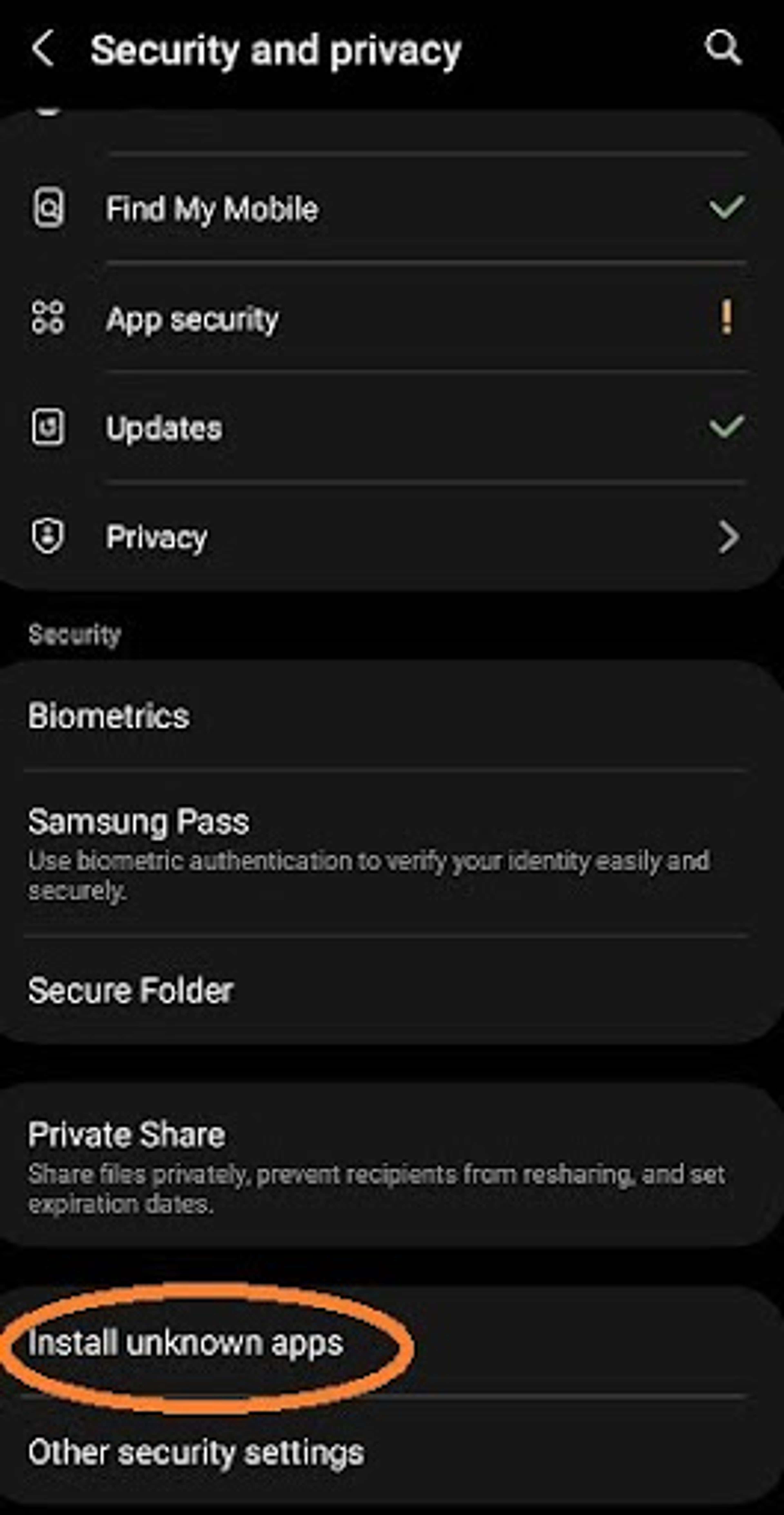 phone settings install unknown apps