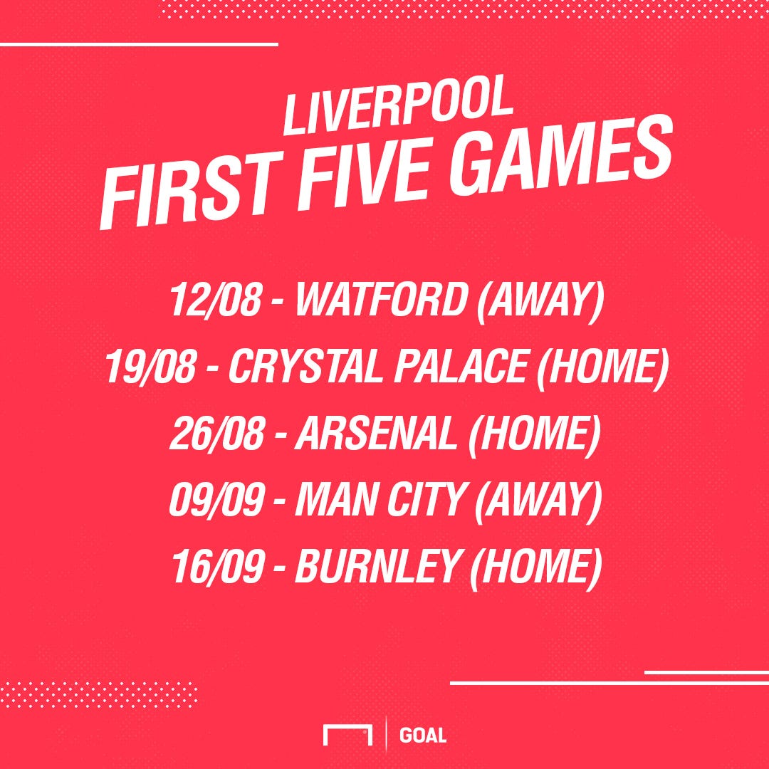 Liverpool first five fixtures