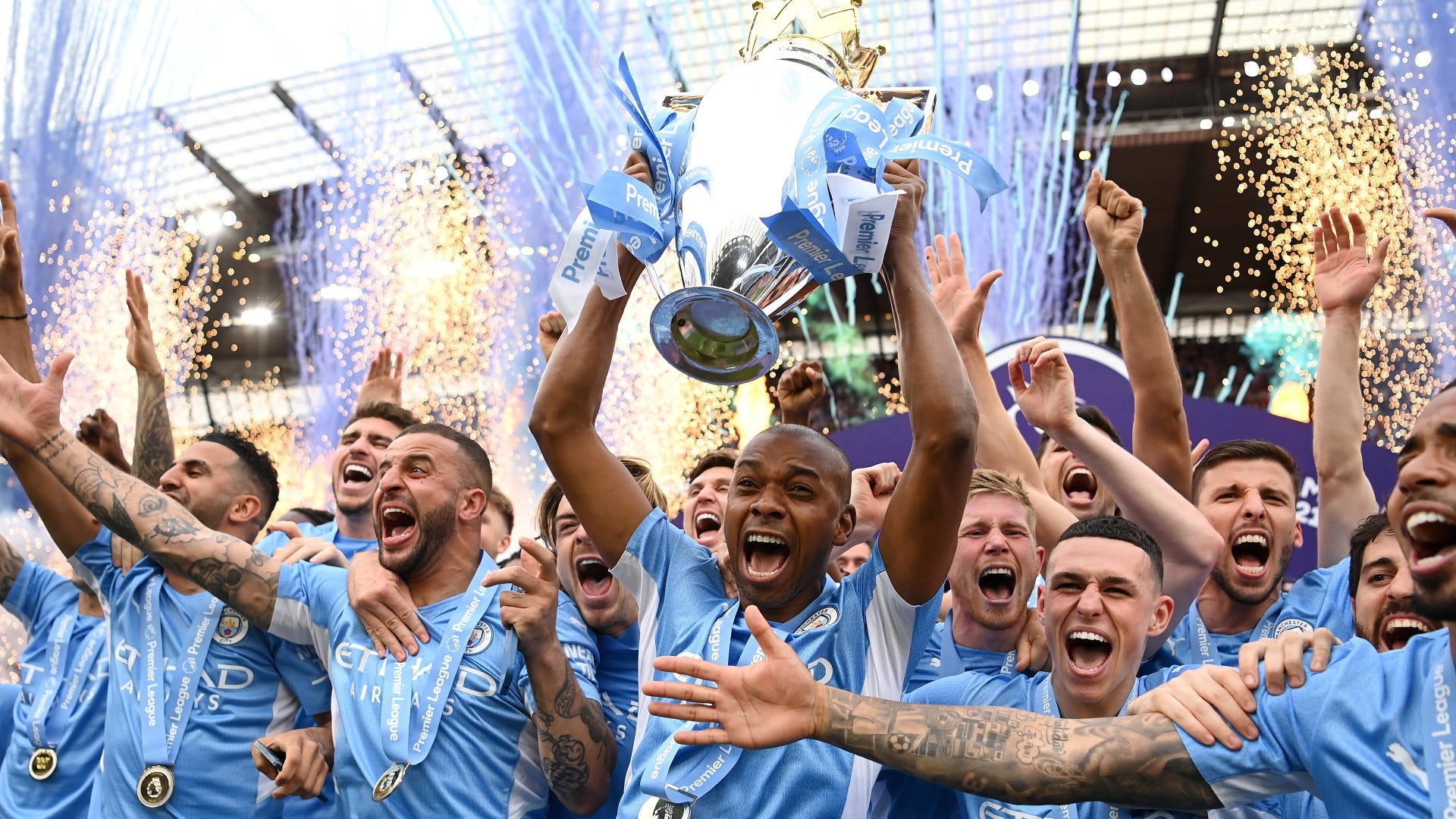 Manchester City Premier League trophy 2021-22