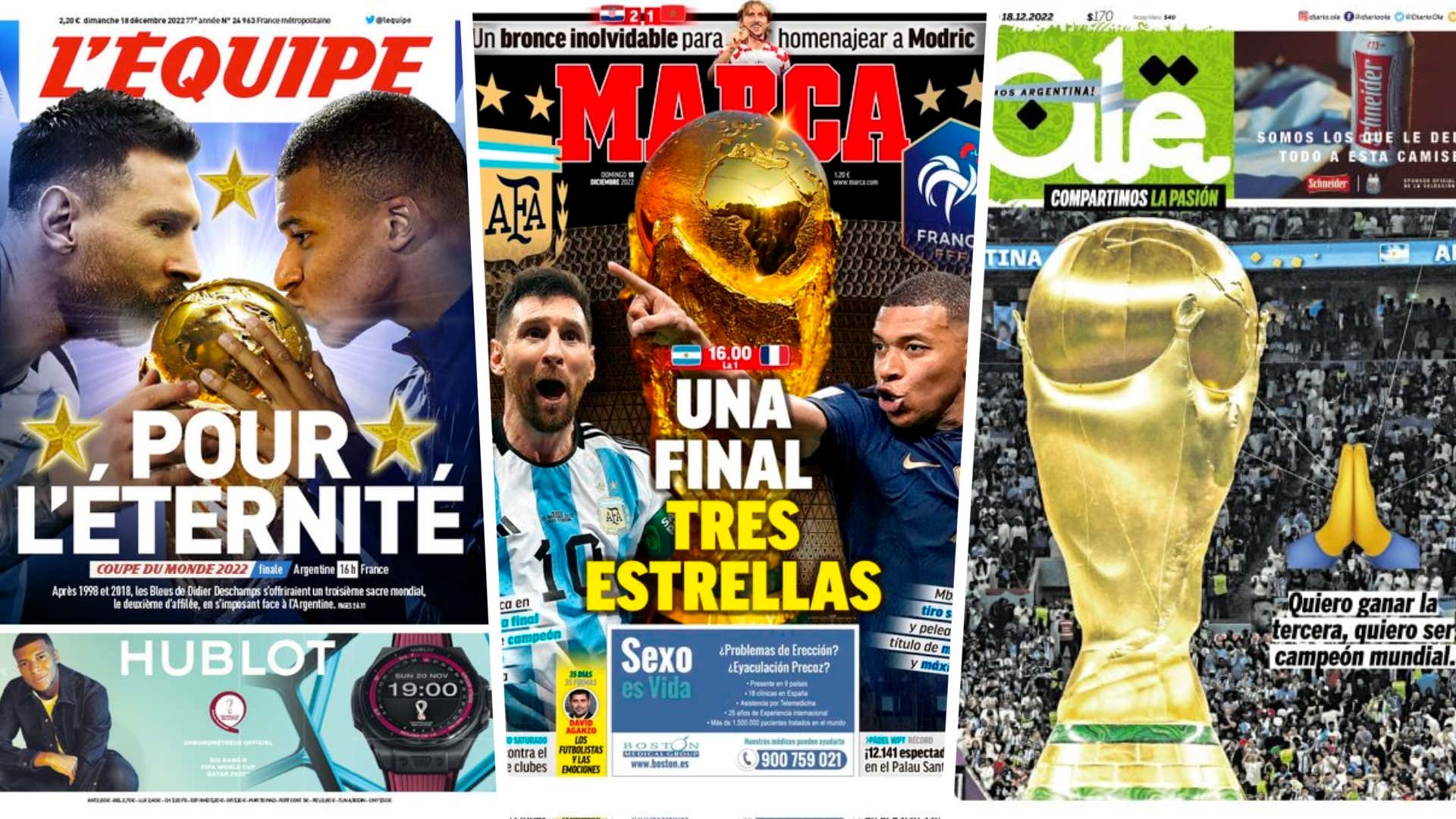 Las portadas de la prensa deportiva hoy 18 de diciembre de 2022: la  Argentina de Messi y la Francia de Mbappé van por la gloria Mundial |  