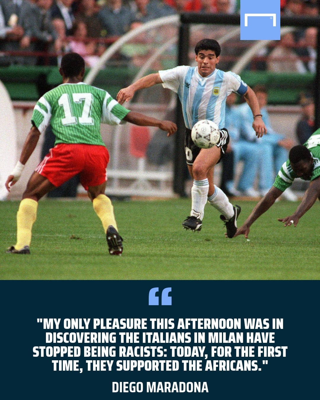 Diego Maradona Milan racists Argentina Cameroon 1990 World Cup GFX