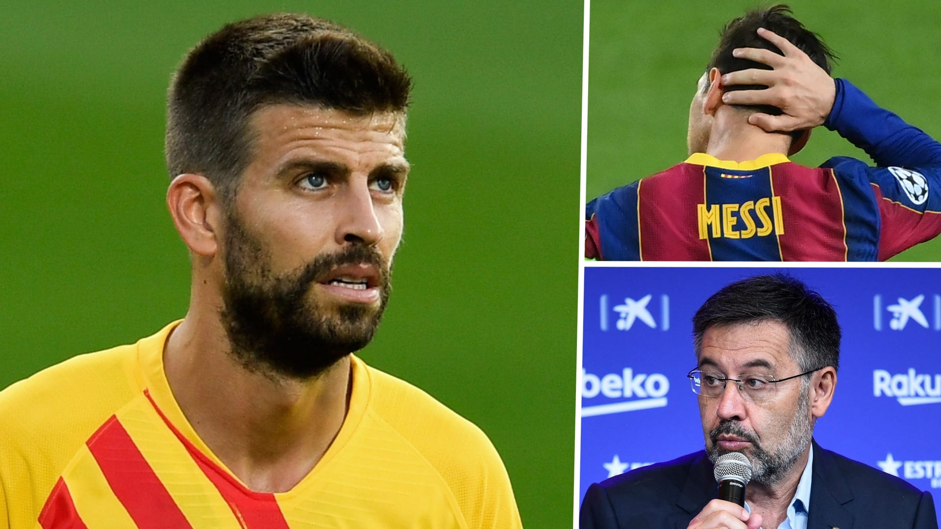 Gerard Pique, Lionel Messi, Josep Maria Bartomeu split