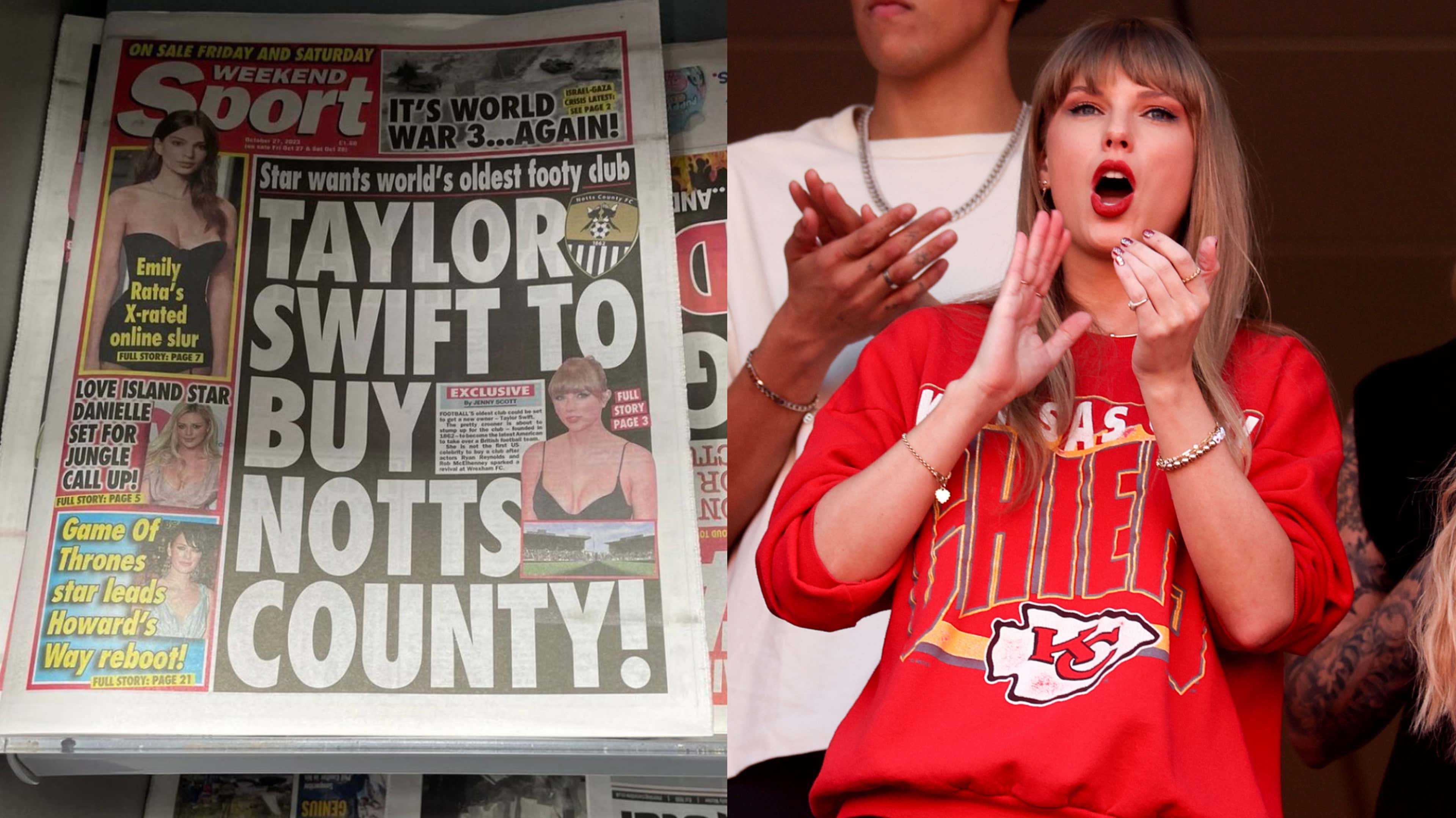 Wrexham's rivals Notts County respond to rumours that Taylor Swift is  plotting takeover with hilarious statement | Goal.com US
