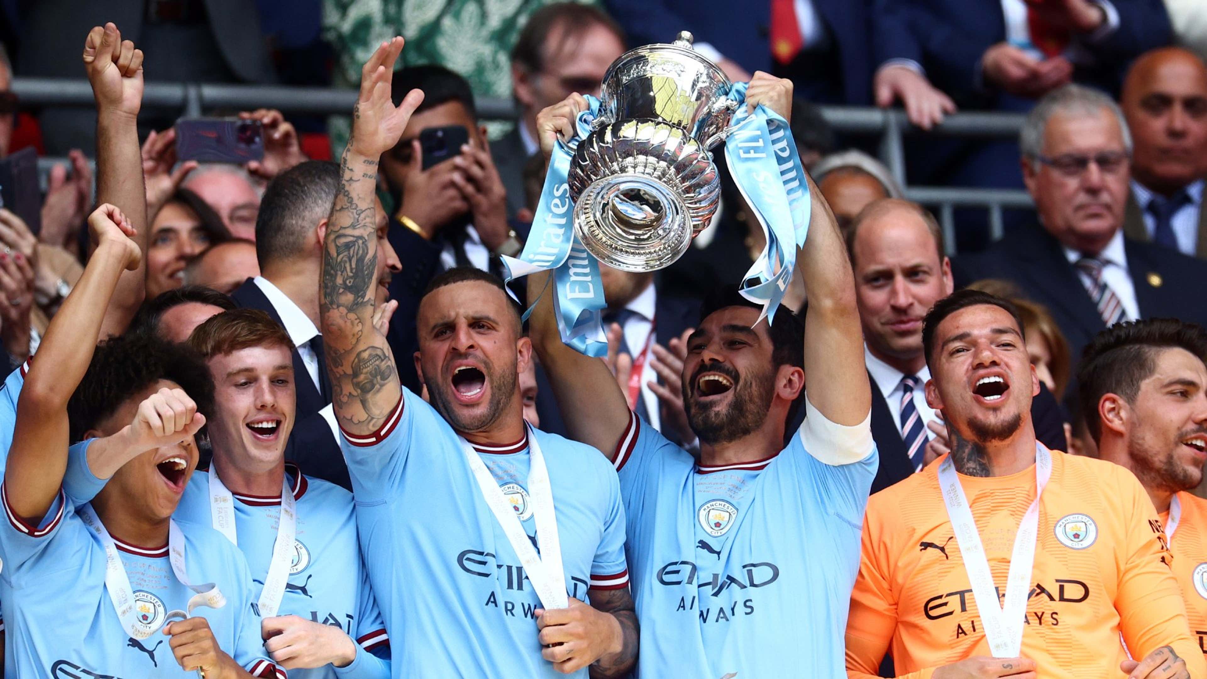 Manchester City FA Cup trophy celebration 2022-23