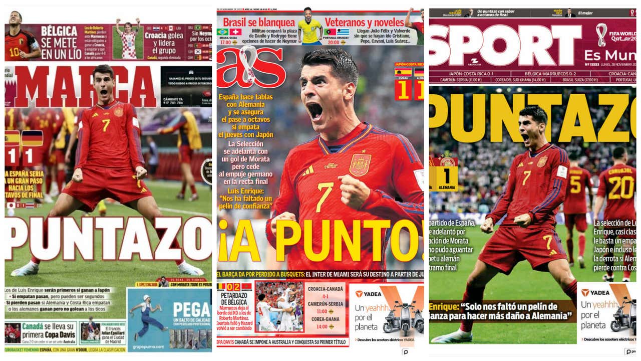 Las portadas de la prensa deportiva hoy 28 de noviembre 2022: España se  acerca a octavos pese al empate ante Alemania 