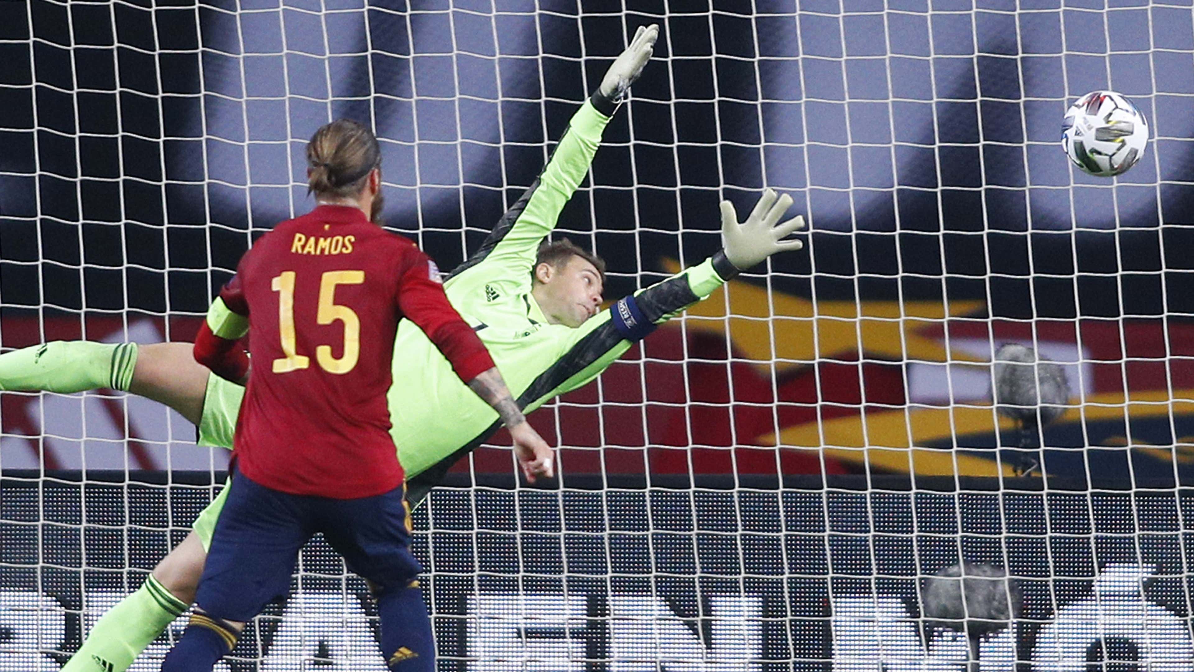 Ramos y Neuer, España vs. Alemania