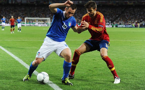 Cassano Piqué Spain Italy Euro 2012